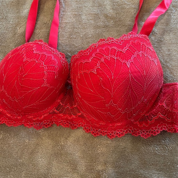 Daisy Fuentes Red Lace Bra 38C - Picture 1 of 7